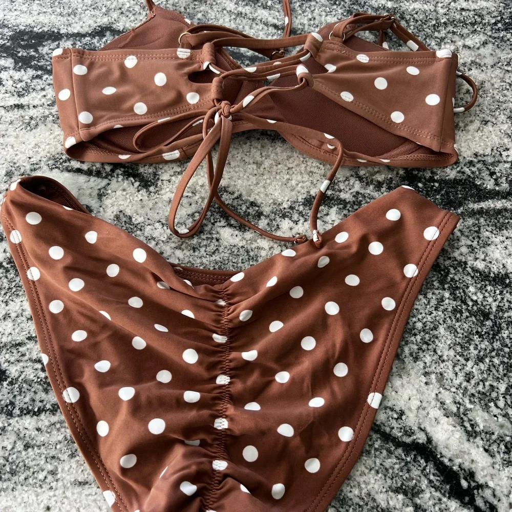 Polka Dot Bikini Set - Brown - Picture 2 of 2